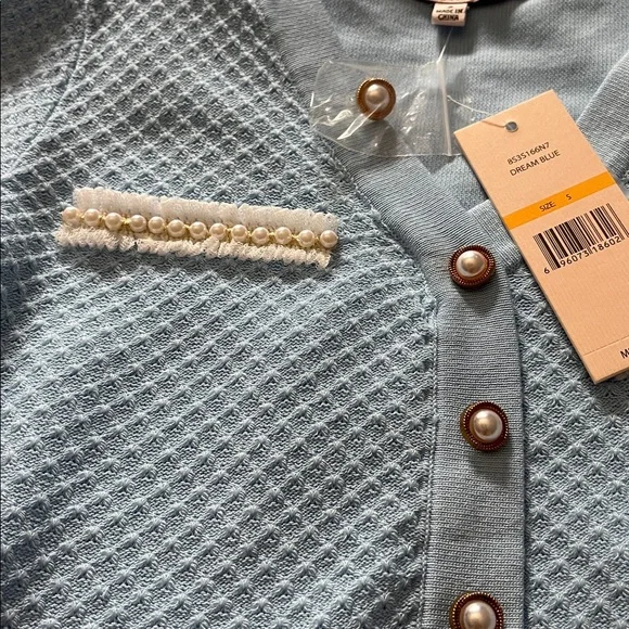 NWT Nanette Lenore blue knit sweater blouse - Picture 3 of 6